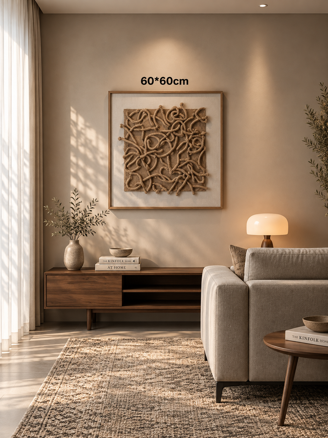 Framed Abstract Landscape – Rich Warm Tones 60-60cm view 2