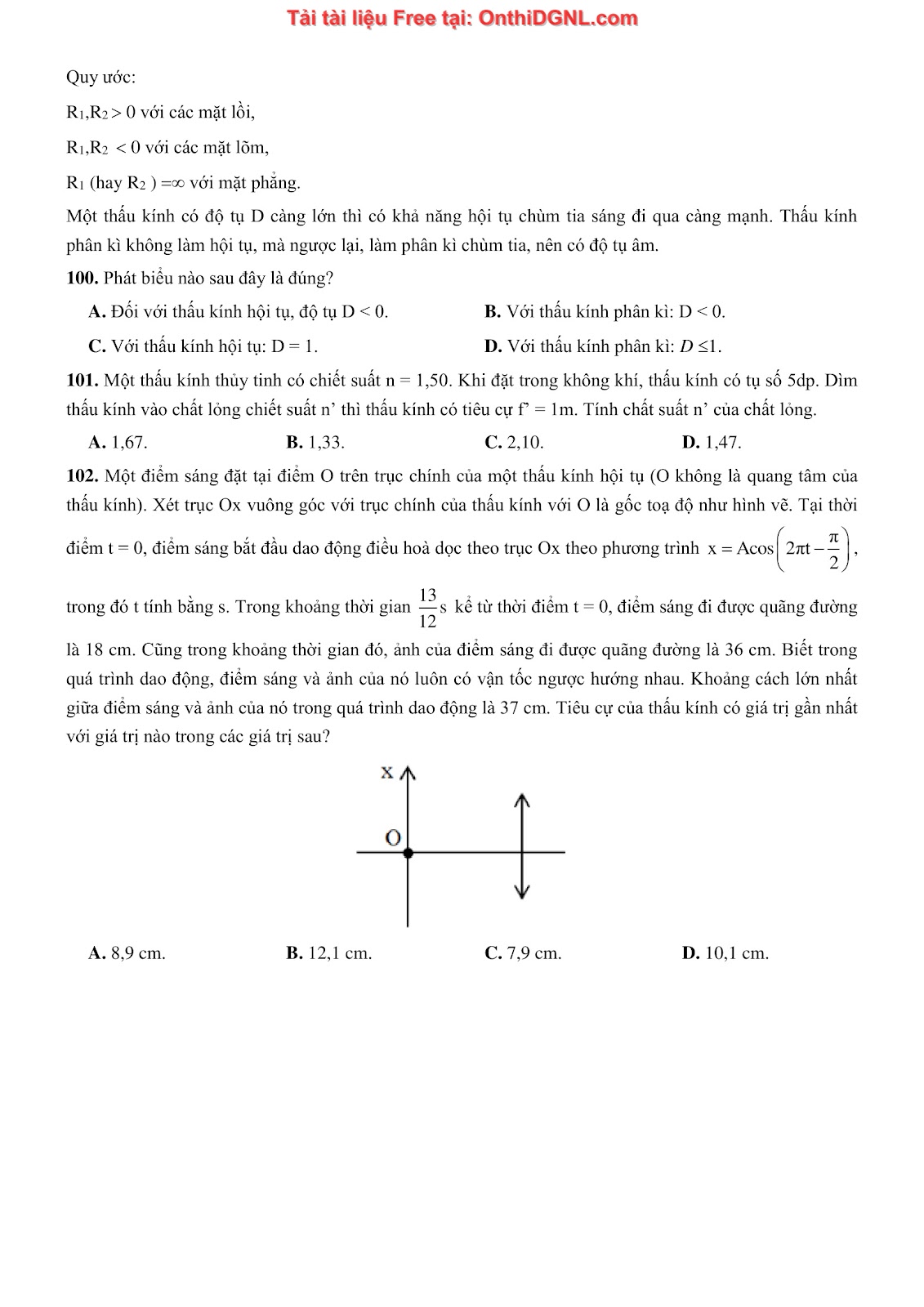 300 bài tập môn Vật Lý - Ôn thi ĐGNL ĐHQG TPHCM Phần 10