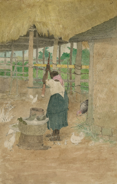 Woman beating cassava Jamaica 1808 1816