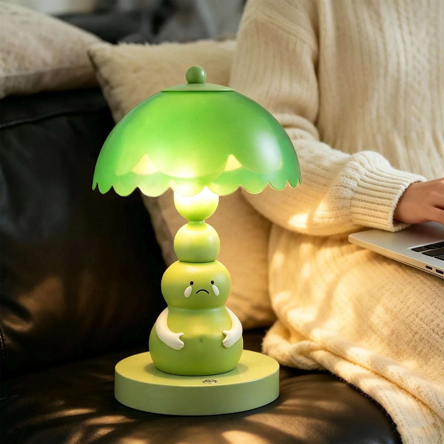 Green Pumpkin Table Lamp made of ABS Plastic