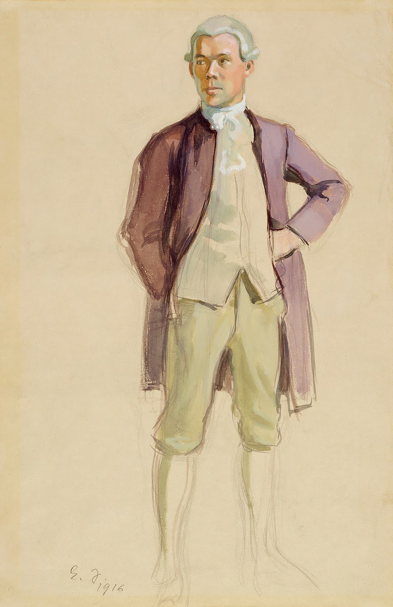 Man Standing in Rococo Attire FE Sillanpää 1916