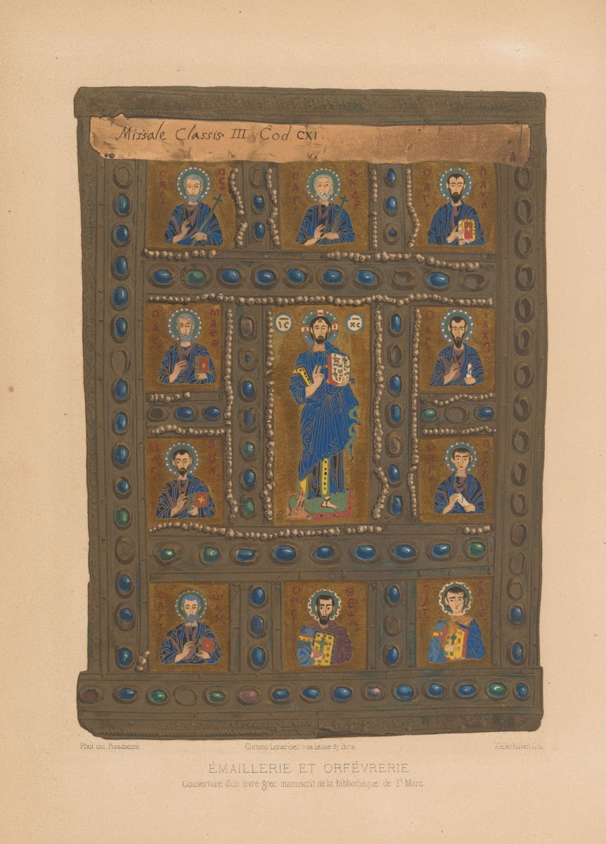 Couverture dun livre grec manuscrit de la bibliothèque de St Marc 1859 1864
