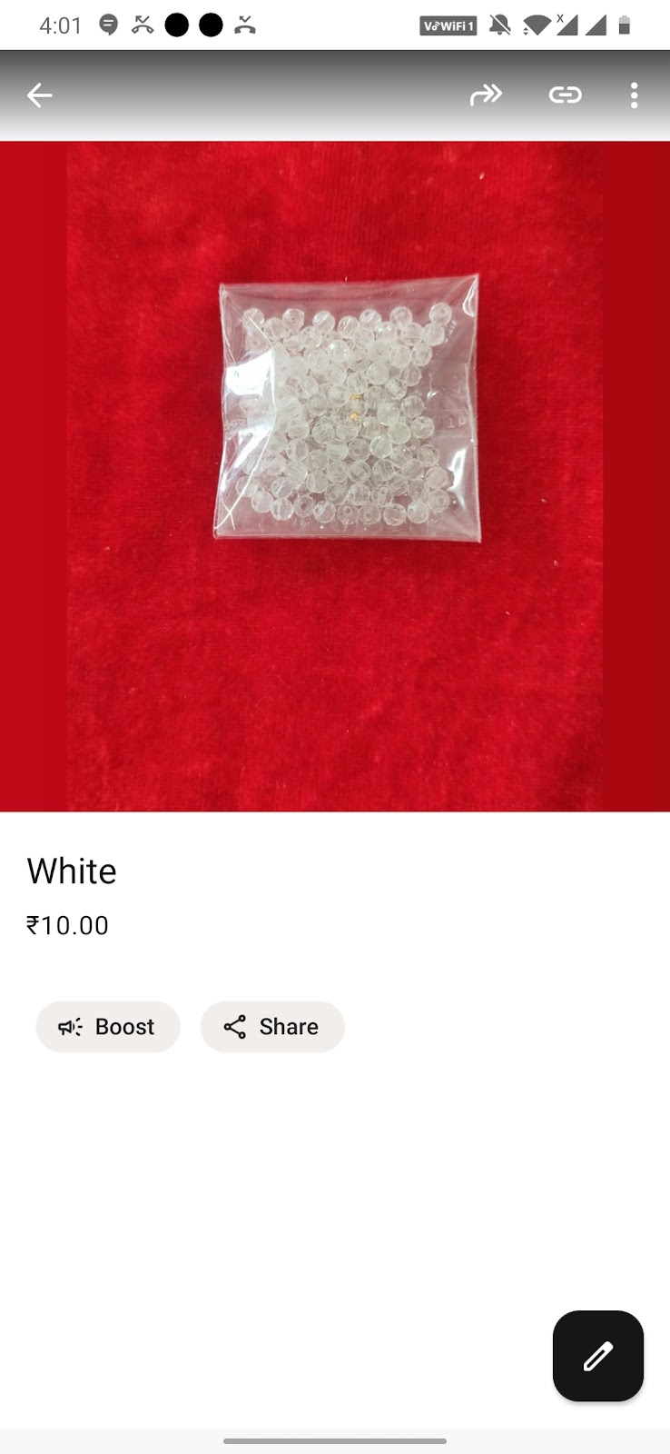 white 4 mm plastic crystal 1 pack