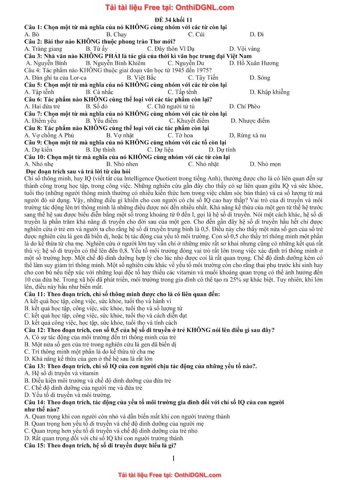 39 Đề ôn HSA - ĐỊnh tính