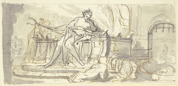 Pluto mit dem Zweizack auf einem Thron 1743