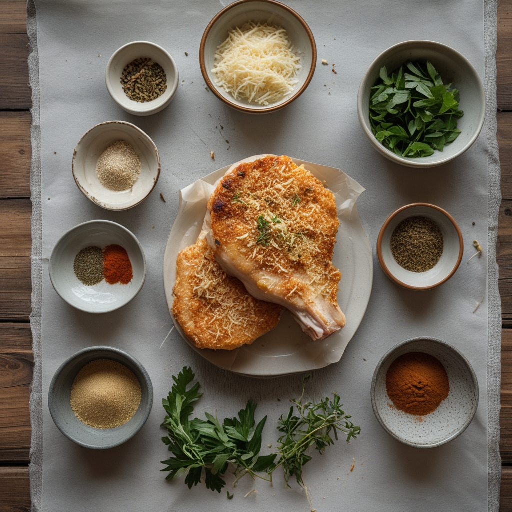 Ingredients for Crispy Parmesan Crusted Pork Chops - Easy Homemade Weeknight Dinner