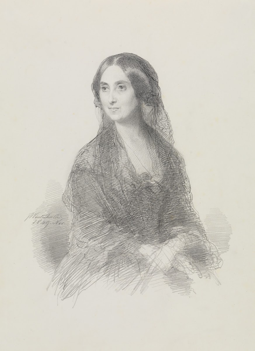 Bildnis einer Dame in spanischem Kostüm sitzend in halber Figur 1849