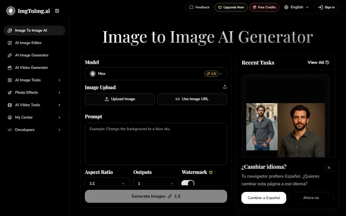 Captura de Image To Image AI