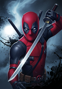 Deadpool with Katana in Smoky Abyss