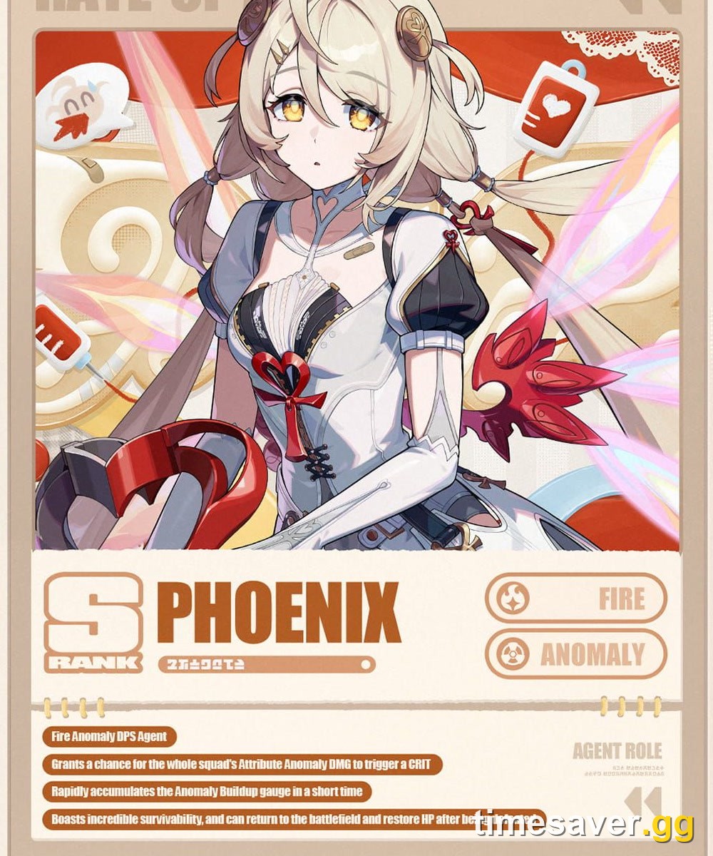 Phoenix, the S-Rank Fire Anomaly Agent debuting alongside Velina's rerun in Phase I