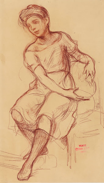 Etude de femme assise sur une chaise