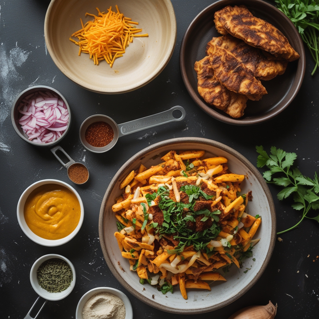 Ingredients for Cheesy Cajun Voodoo Fries Recipe for Game Night Snacks – Easy & Loaded