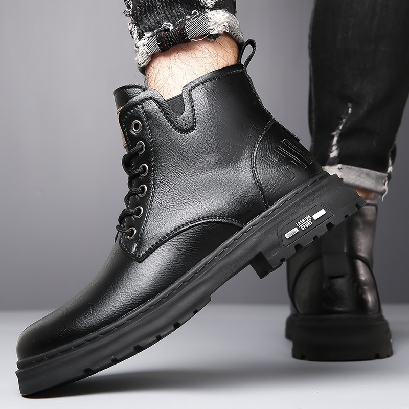 Men's Vintage-Style Boots, Ankle-High, Synthetic PU