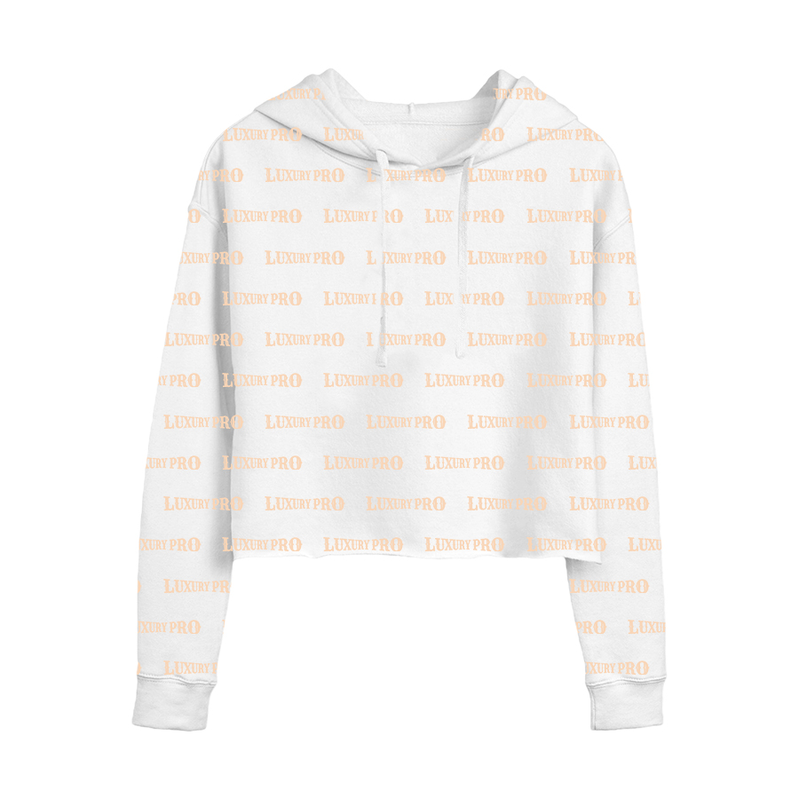 Allover Print Cropped Hoodie Without Hem - 300g