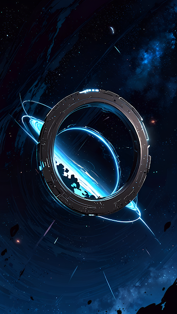 Futuristic Orbital Ring Structure Deep Space Planet Art - Free mobile Wallpaper