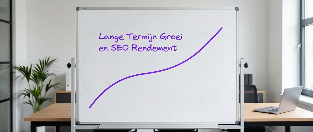 Lange termijn groei en SEO rendement visualiseren op een whiteboard