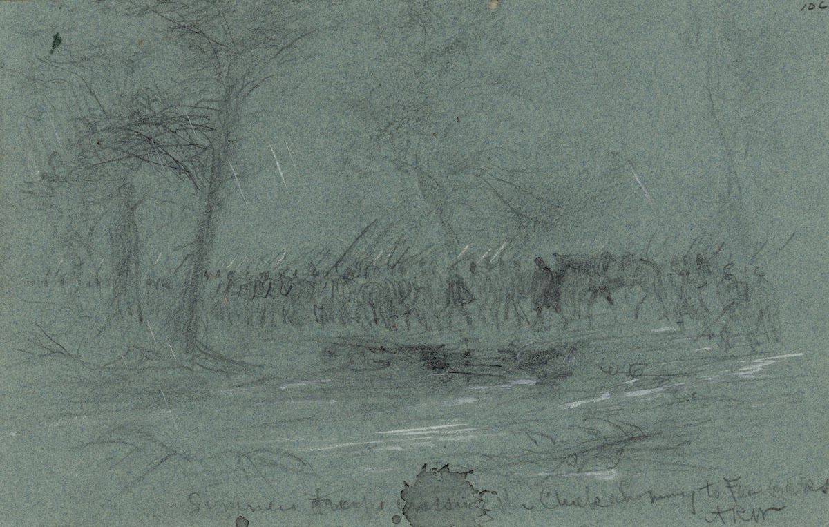 Sumners troops crossing the Chickahominy to Fair Oaks 1862