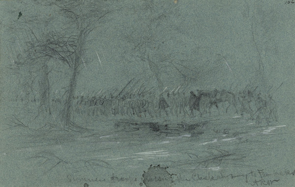 Sumners troops crossing the Chickahominy to Fair Oaks 1862