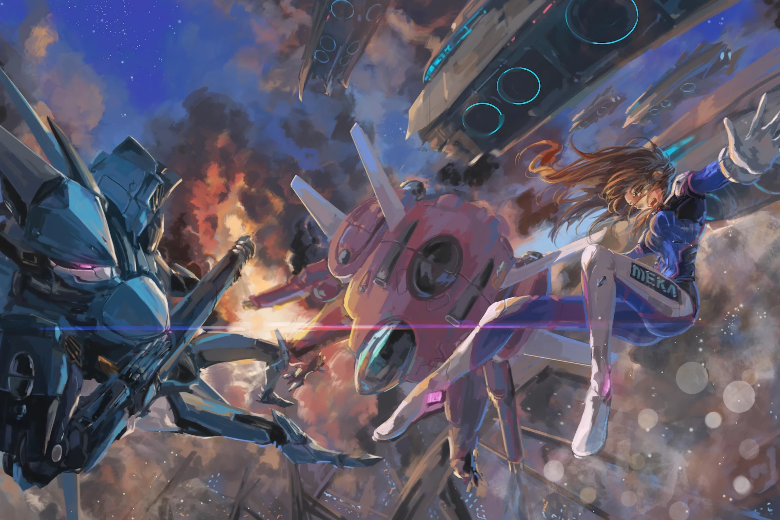 D.Va Fighting In Mecha Battle - Digital Illustration 4K Wallpaper (3840x2560)