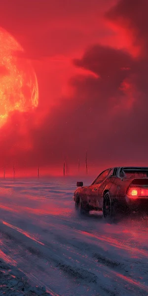 Ai Art, Illustration, Car, Driving, Snow 5K Wallpaper Background