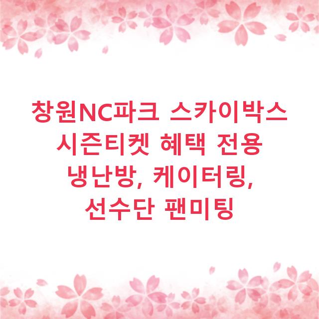 창원NC파크 스카이박스 시즌티켓 혜택 전용 냉난방, 케이터링, 선수단 팬미팅