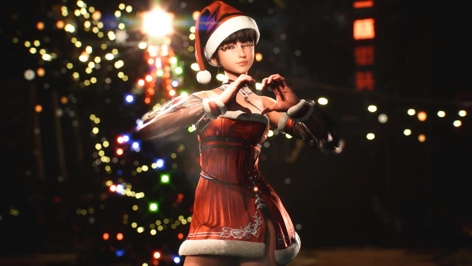 Eve From Stellar Blade Christmas - 3D Game Render 4K Wallpaper (3840x2160)