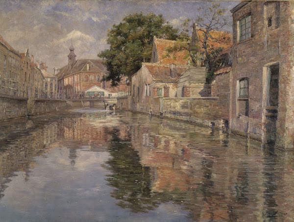 Saint Anthonys Quay in Ghent 19th century