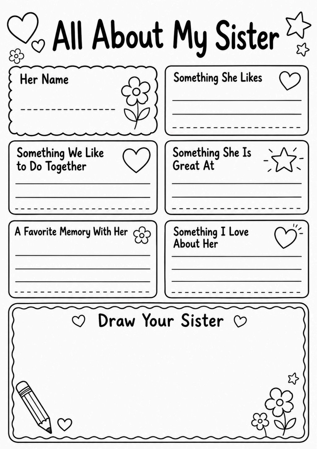 All About My Sister Worksheet