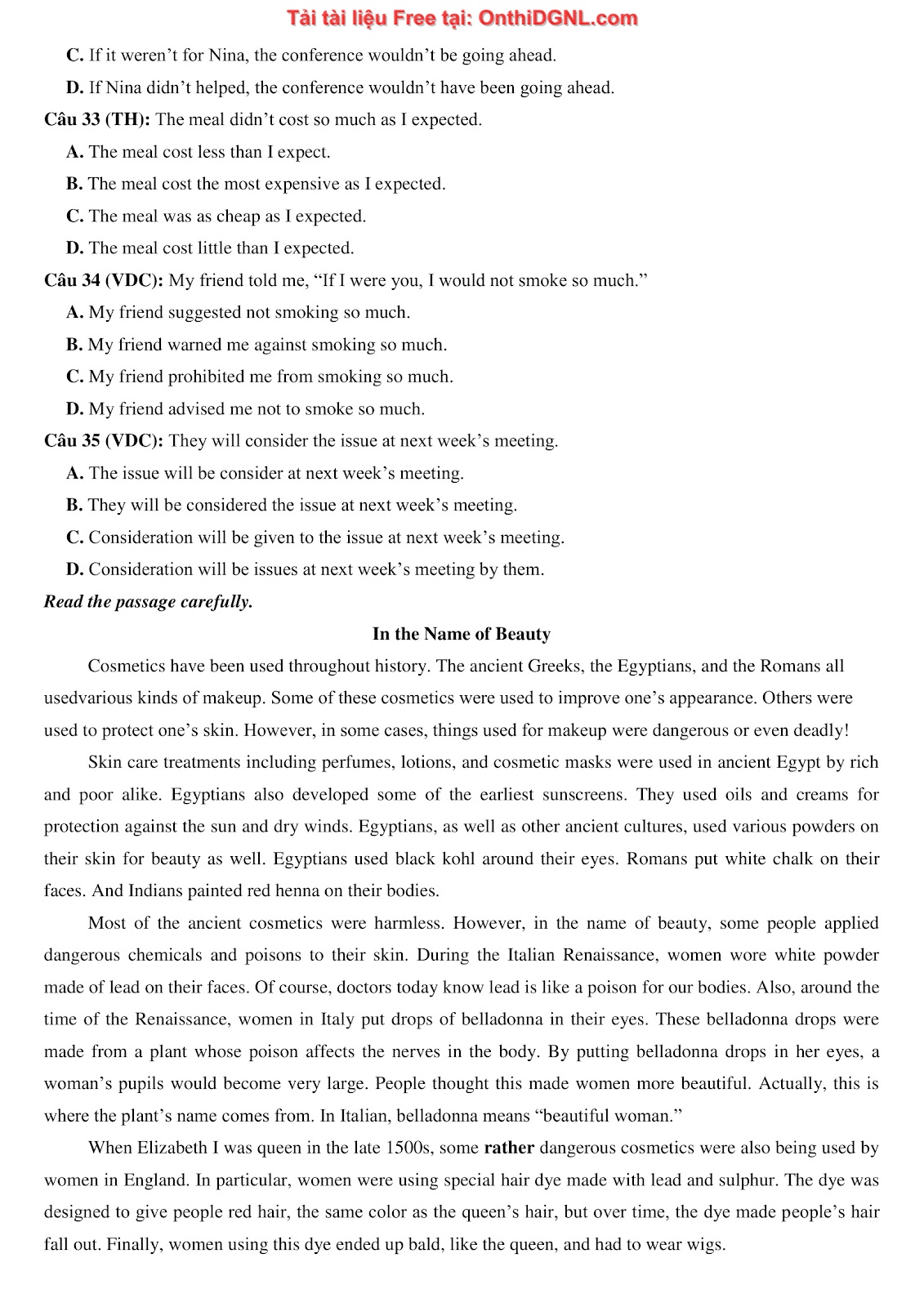 800 bài tập môn Tiếng Anh - Ôn thi ĐGNL ĐHQG TP HCM Phần 2