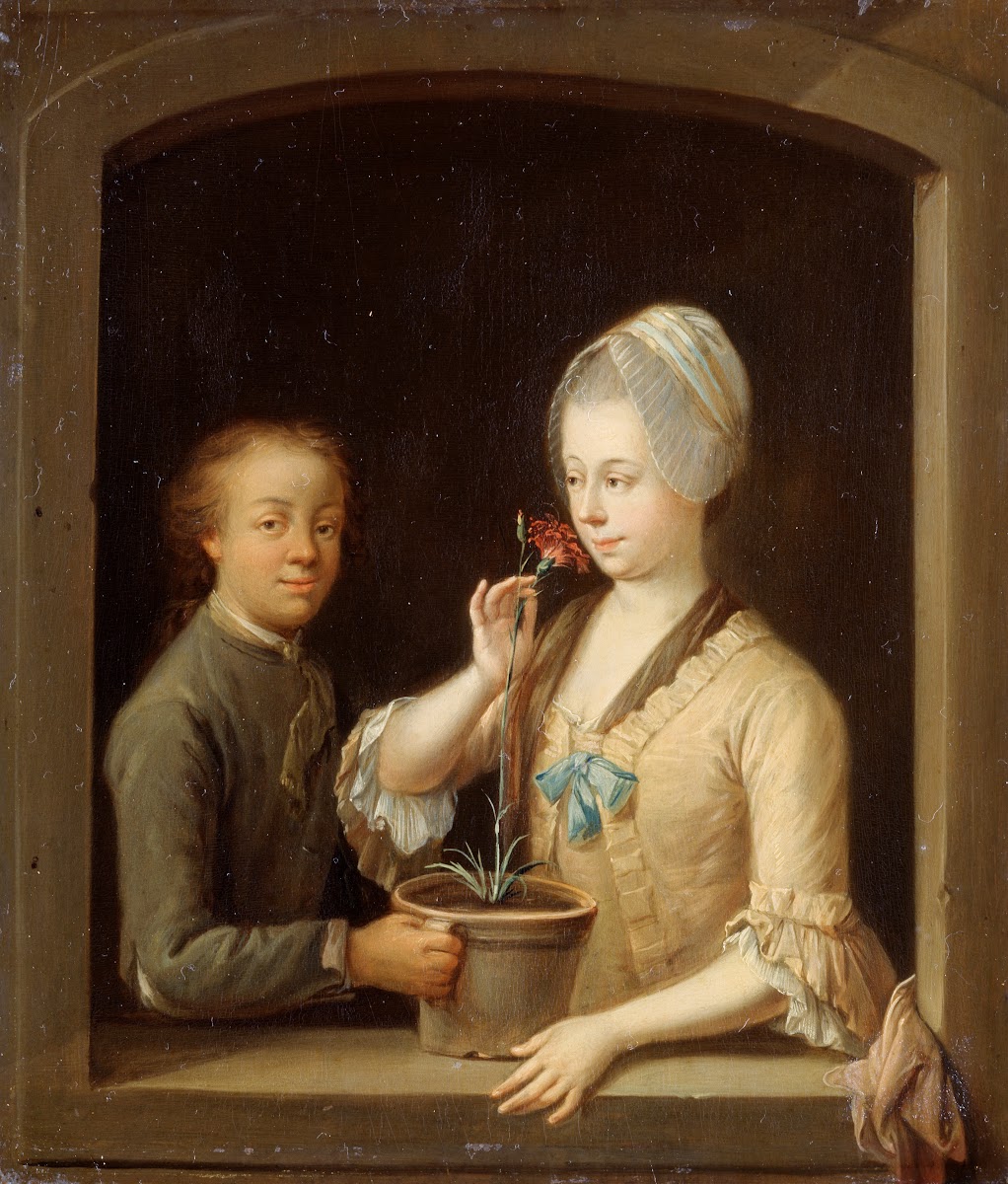 A Woman and a Young Man at a Window ca 1770 1780