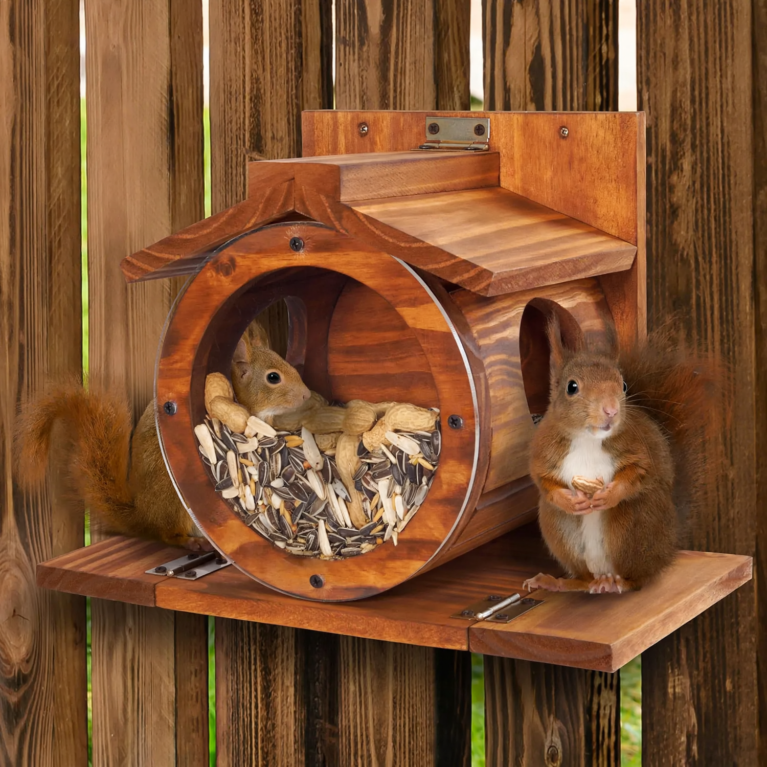 Wooden Wall Feeding Station for Squirrels