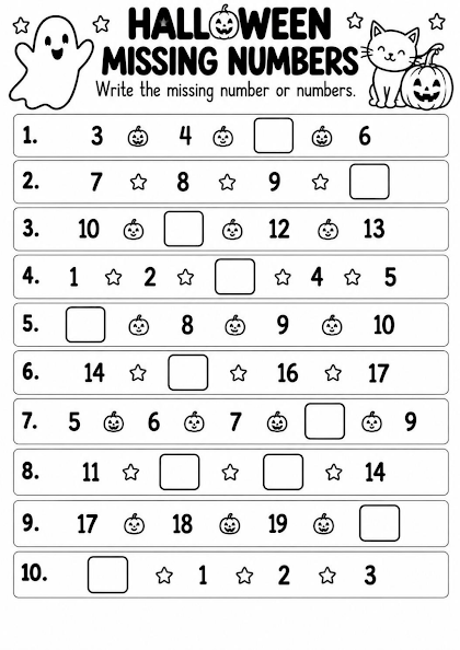 Halloween Missing Numbers