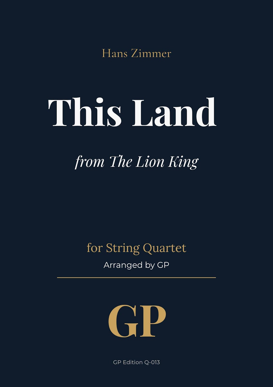 This Land – Hans Zimmer (from The Lion King) | String Quartet Sheet Music