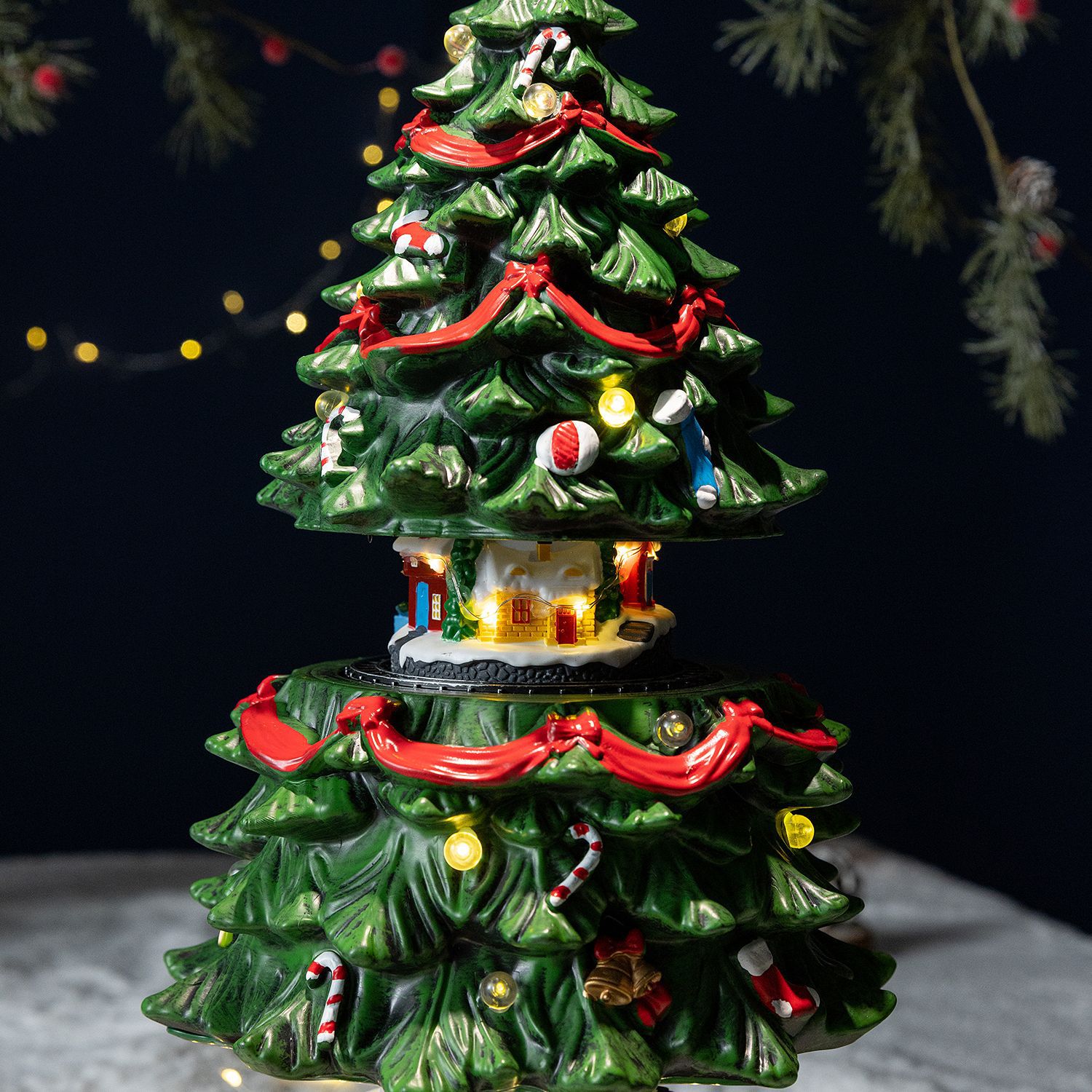 Christmas Tree Music Box with Lift and Rotate Function