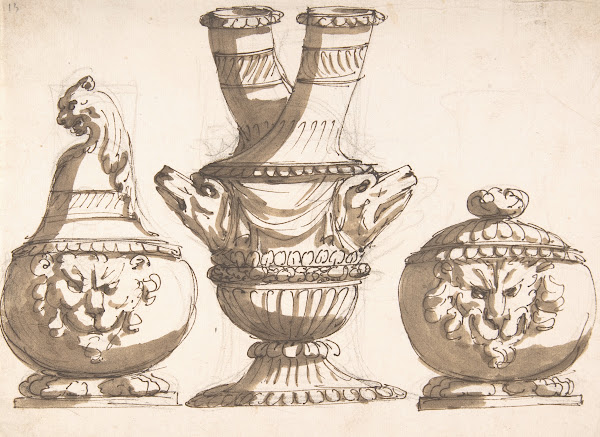 Three Ornamental Vessel Designs 17th century