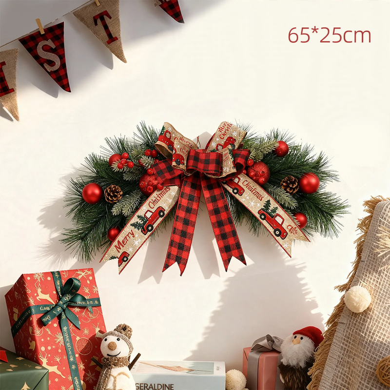 Decorative Christmas wreath with pine needles and branches