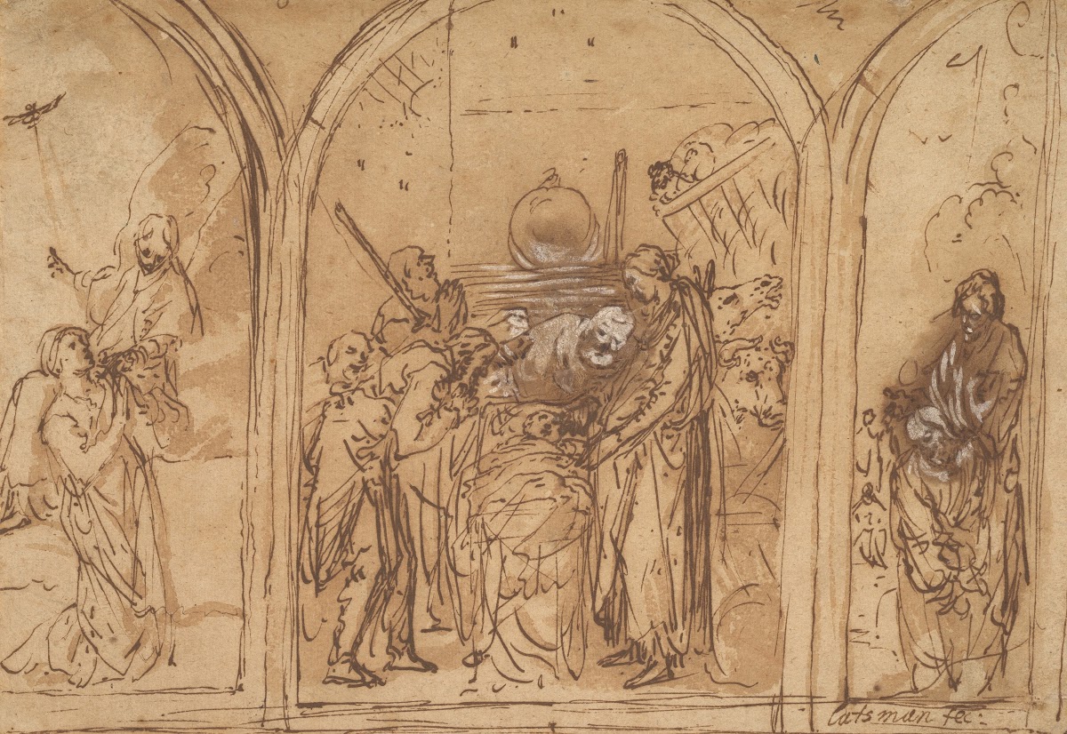 A Design for a Triptych with the Adoration of the Two Saints early 17th century
