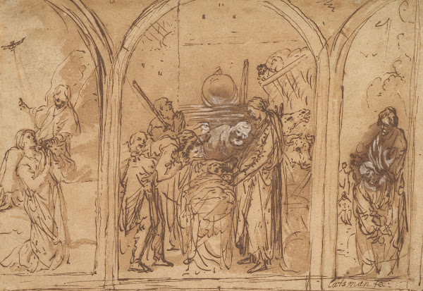 A Design for a Triptych with the Adoration of the Two Saints early 17th century