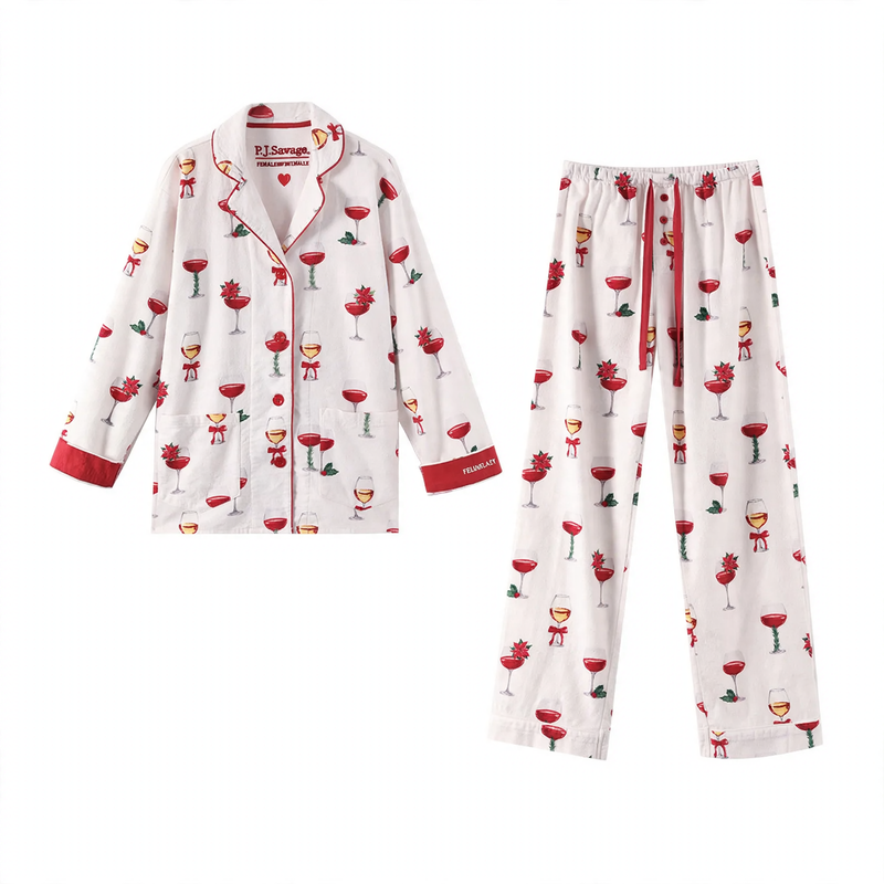 Women's Pajamas, Cotton, Double-Sided Brushed, Warm