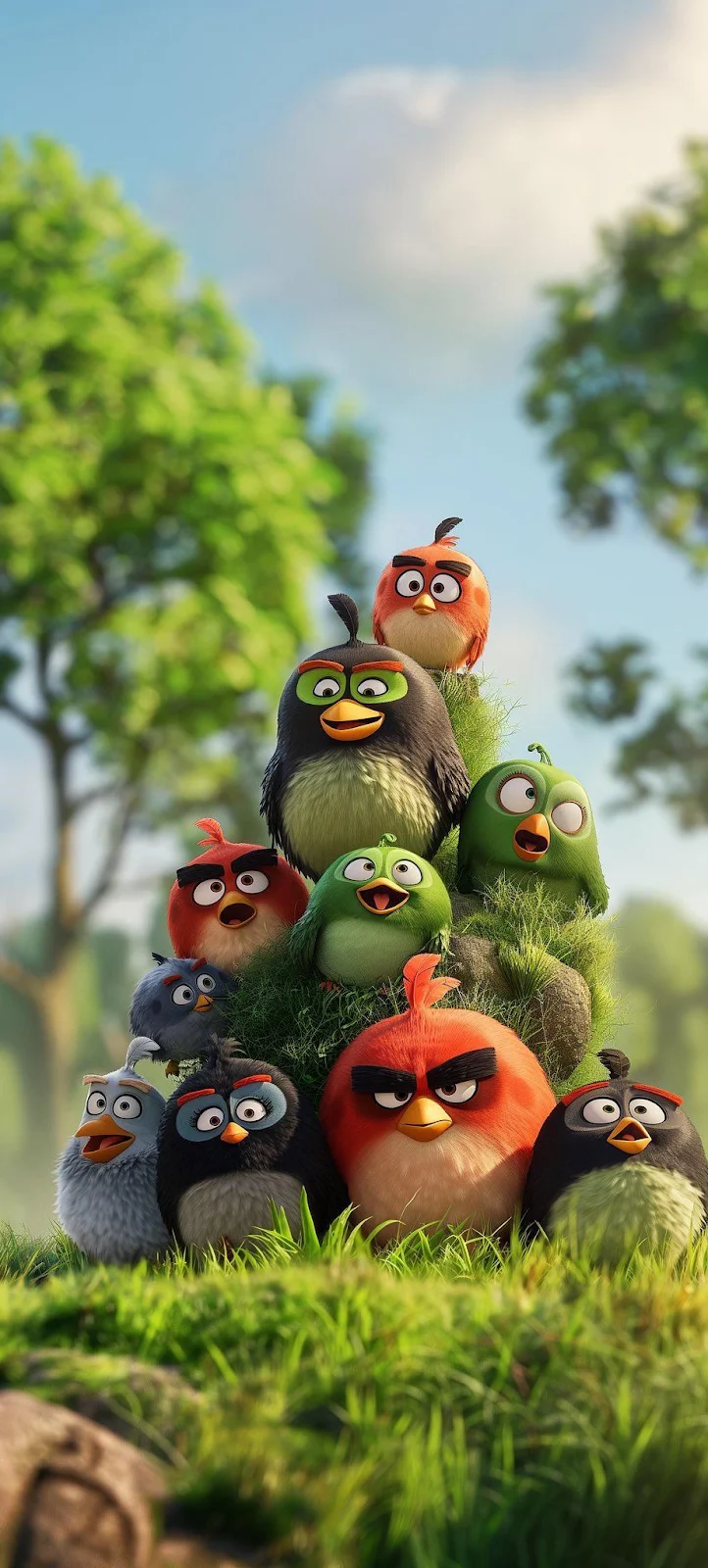 Angry Birds Movie Characters - 3D Digital Art iPhone Wallpaper (924x2048)