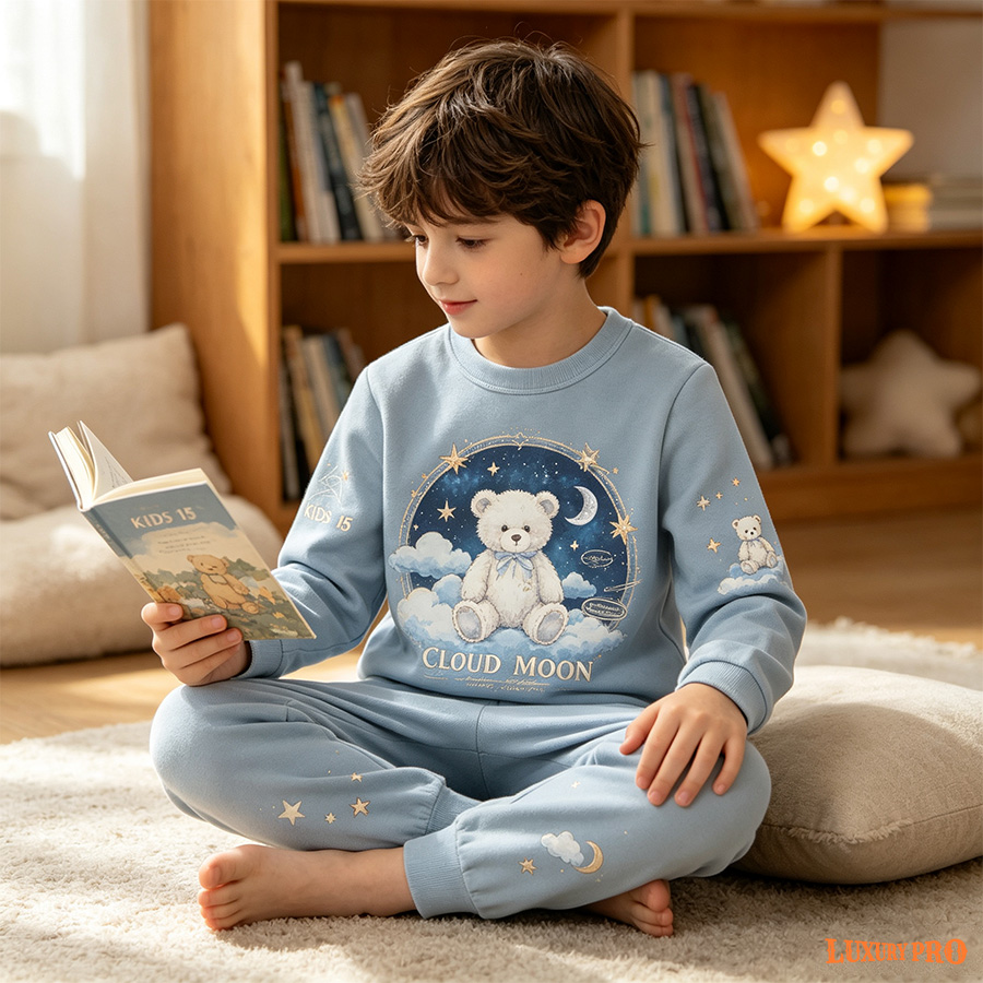 AOP KHU Kids Long Sleeve Sweatpants Pajama Set