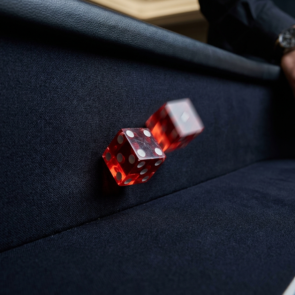 Close up of dice hitting the back wall of a craps table with motion blur emphasizing the throw and randomness for how to bet on craps guide
