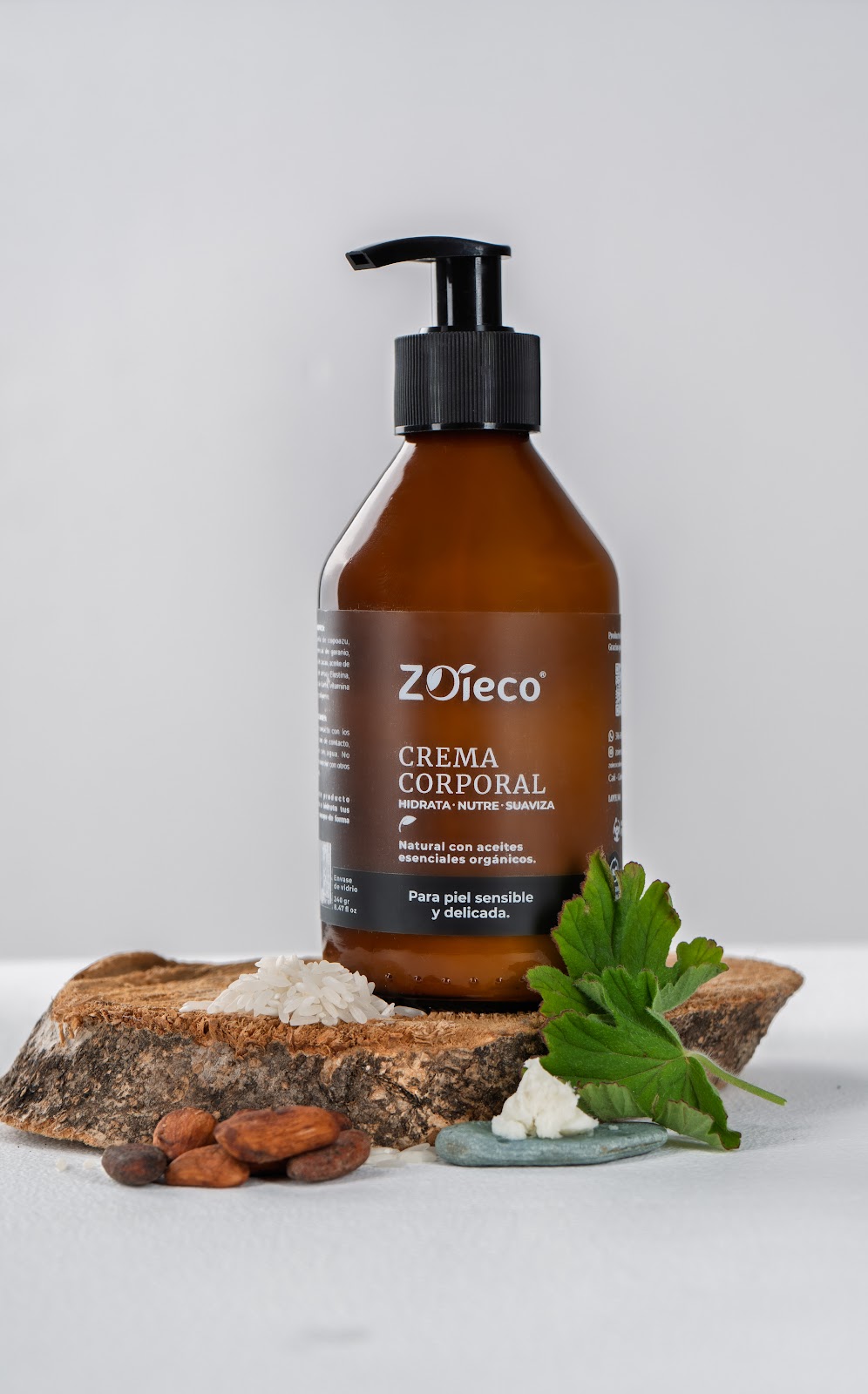 Crema Corporal Natural Zoieco 500 ml Vidrio
