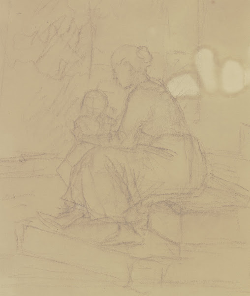 Mutter und Kind auf einer Treppe