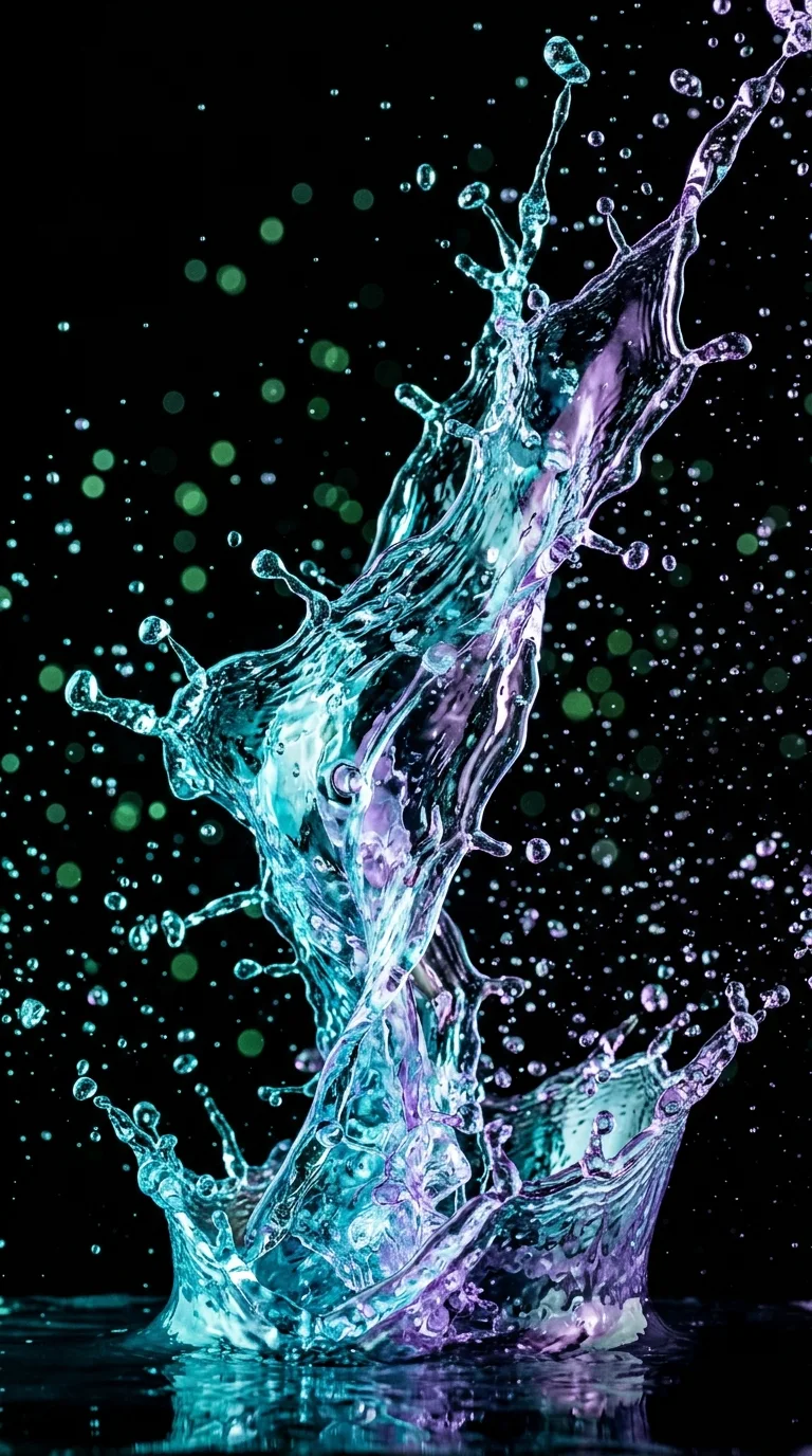 High-Speed Photo of Cyan and Violet Water Splash on Black - Free 4K mobile Wallpaper