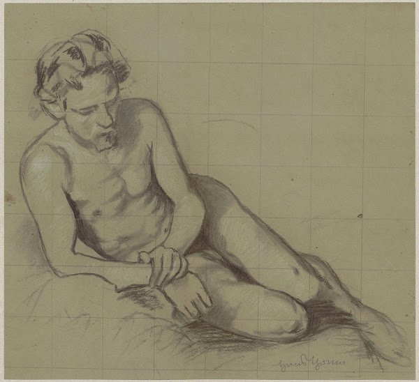 Study of a naked man lying on his right side 1880   1900