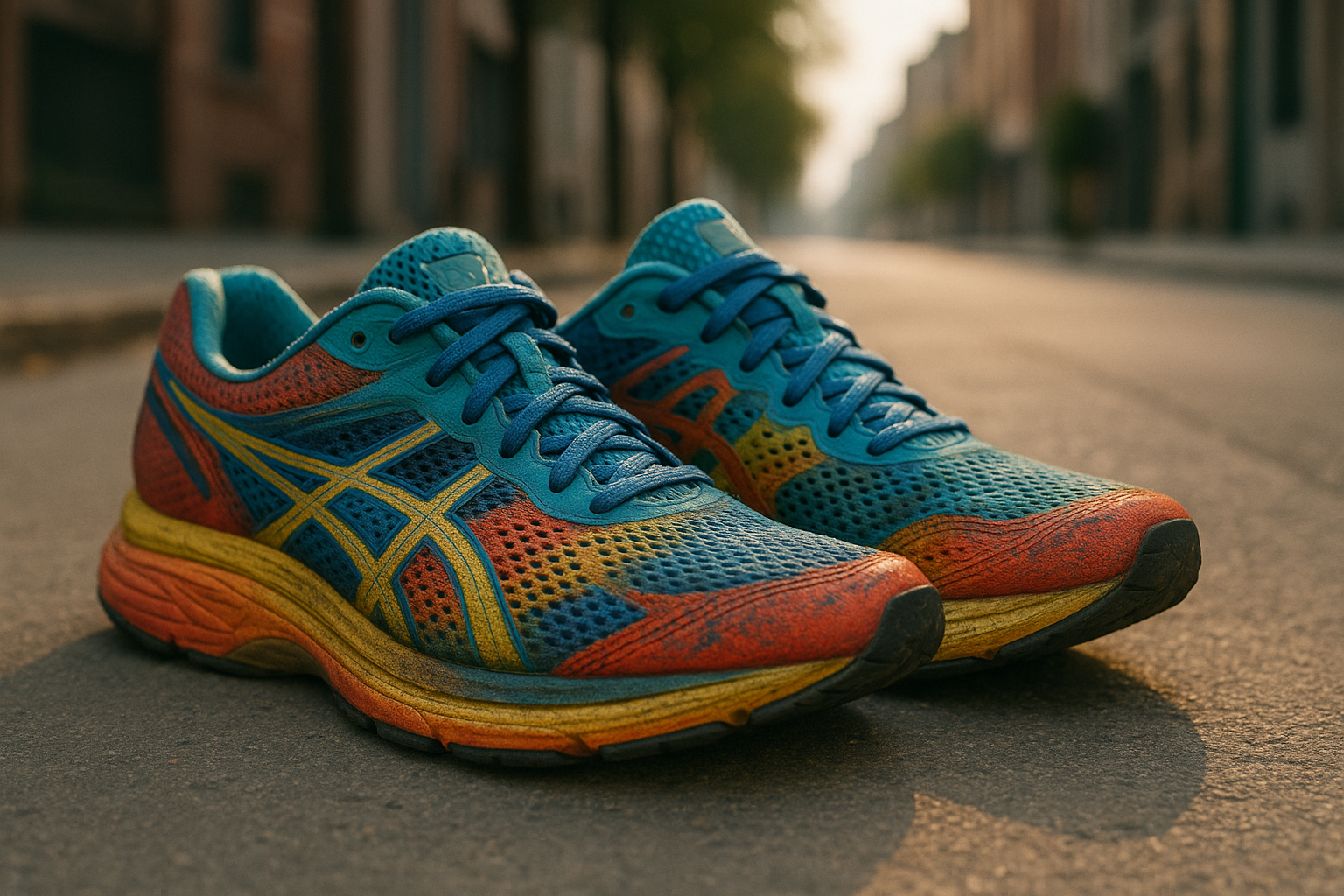 Zapatillas de running sobre una vereda