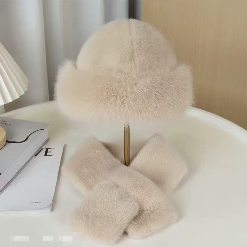 Faux Fur Beanie and Scarf Set