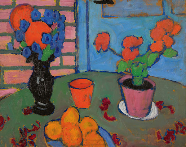 Stillleben Mit Blumen Und Orangen Still Life With Flowers And Oranges circa 1909 3460x2746 (1)