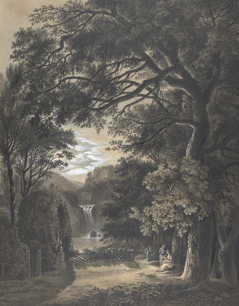 Family Gathered Before a Monument in a Landscape with a Waterfall 1805
